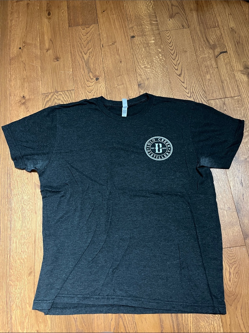 Black Crewneck Logo Tee for Men Lolo Creek Distillery